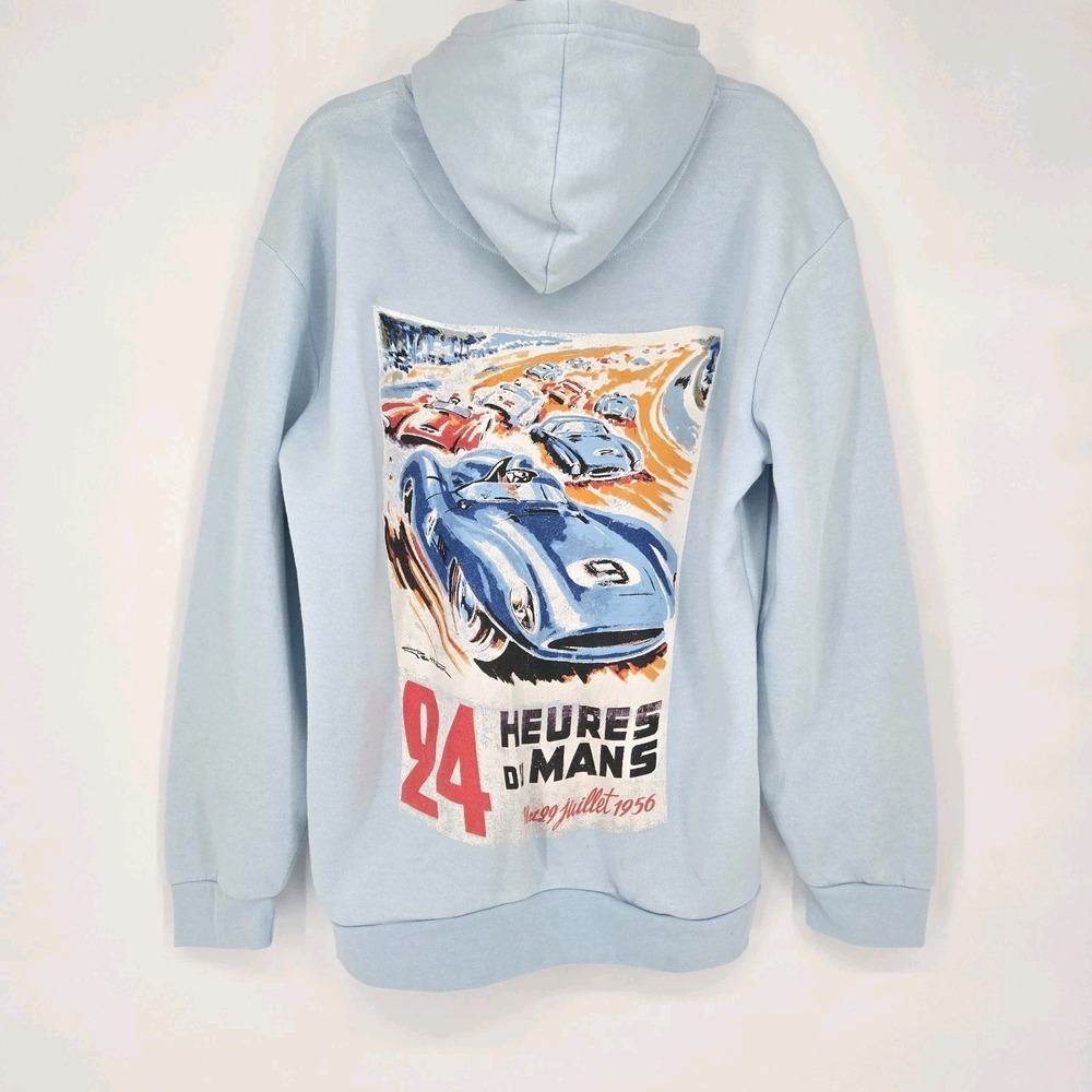 Road Trip 24 Heures Du Mans 1956 Geo Ham Jaguar D-Type Hoodie Blue Large